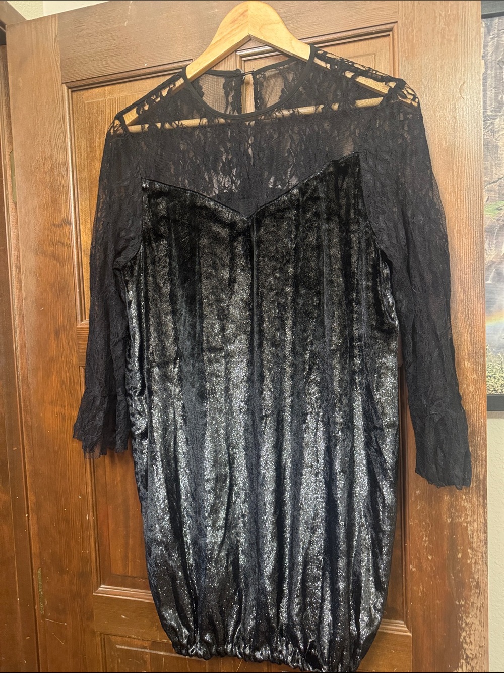 Black Velvet & Lace Cocktail Dress
